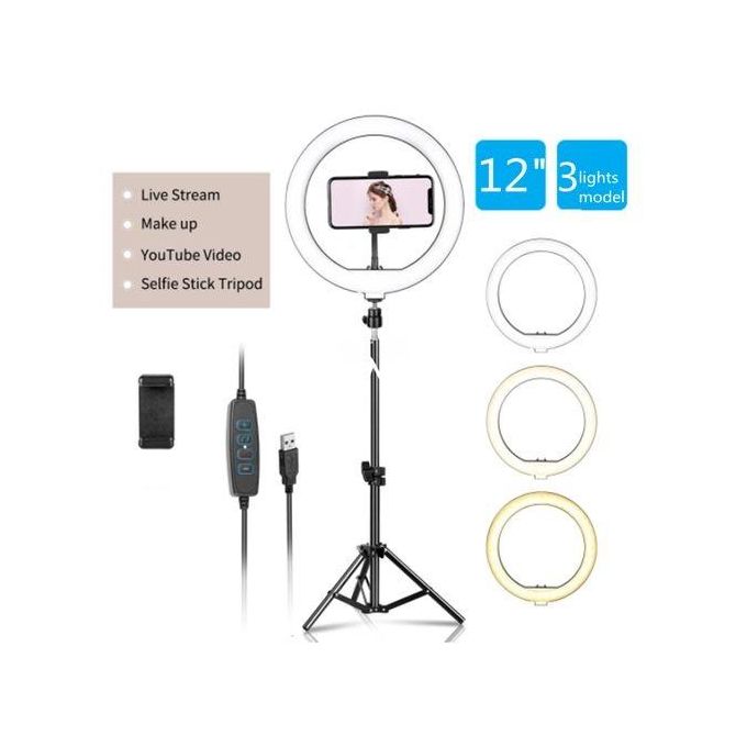 12INCH Selfie LED Ring Light With 2.1M Tripod Stand And Cell Phone Holder For Live Stream/Makeup 12" RINGLIGHT