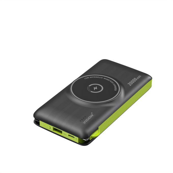 Vision Plus Wireless Power Bank 20000mAh (Fast+ Technology) VPPB20W - Black / Green