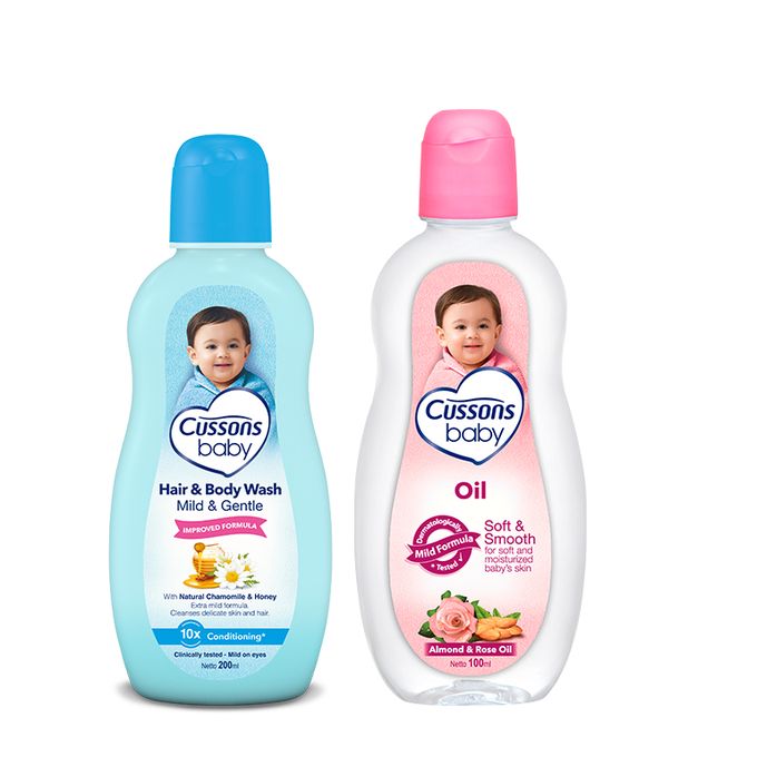 Cussons Baby Mild & Gentle Hand & Body Wash 200ml & Soft & Smooth Oil 200ml
