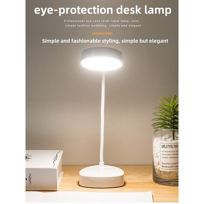 USB Rechargeable Study Reading LED Eye Protection Desk Lamp White