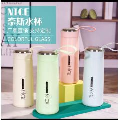 Gifts & Essentials Green Macaron Nice Gift Glass Liner Water Bottle, 400mli