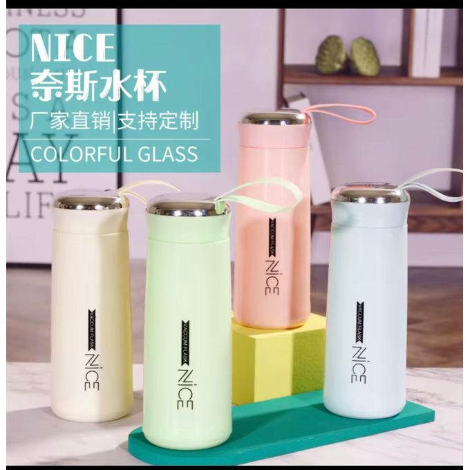 Gifts & Essentials Green Macaron Nice Gift Glass Liner Water Bottle, 400mli