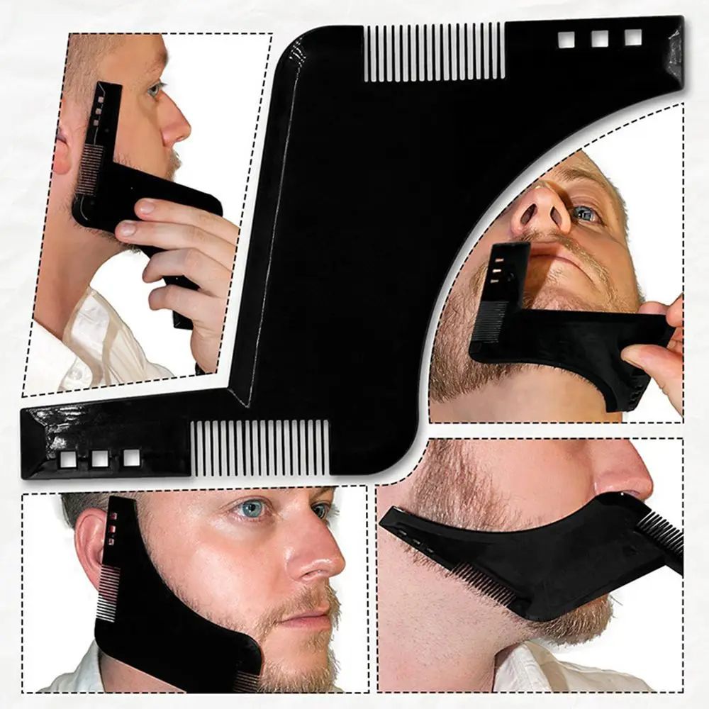 1PCS Beard Shaping Styling Template PLUS Beard Comb All-In-One Tool ABS Comb for Hair Beard Trim Template High Quality