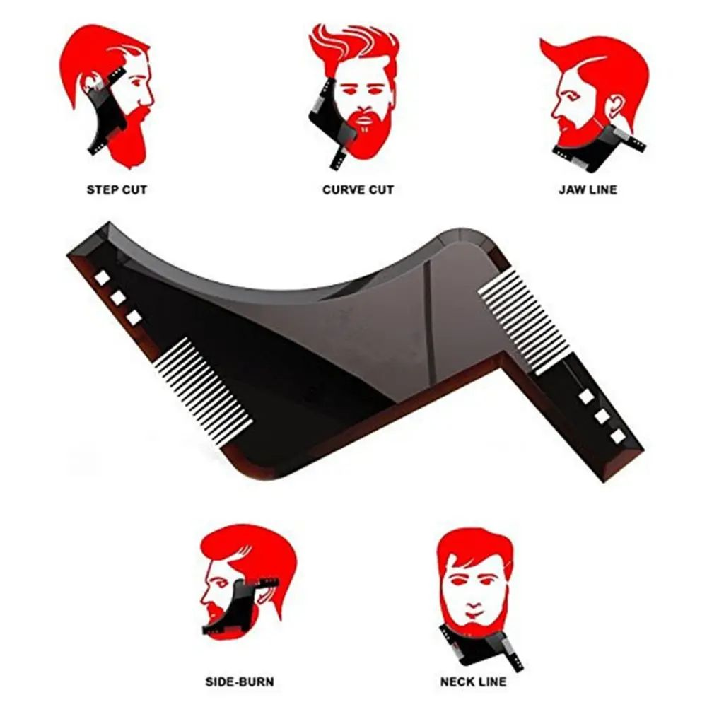 1PCS Beard Shaping Styling Template PLUS Beard Comb All-In-One Tool ABS Comb for Hair Beard Trim Template High Quality