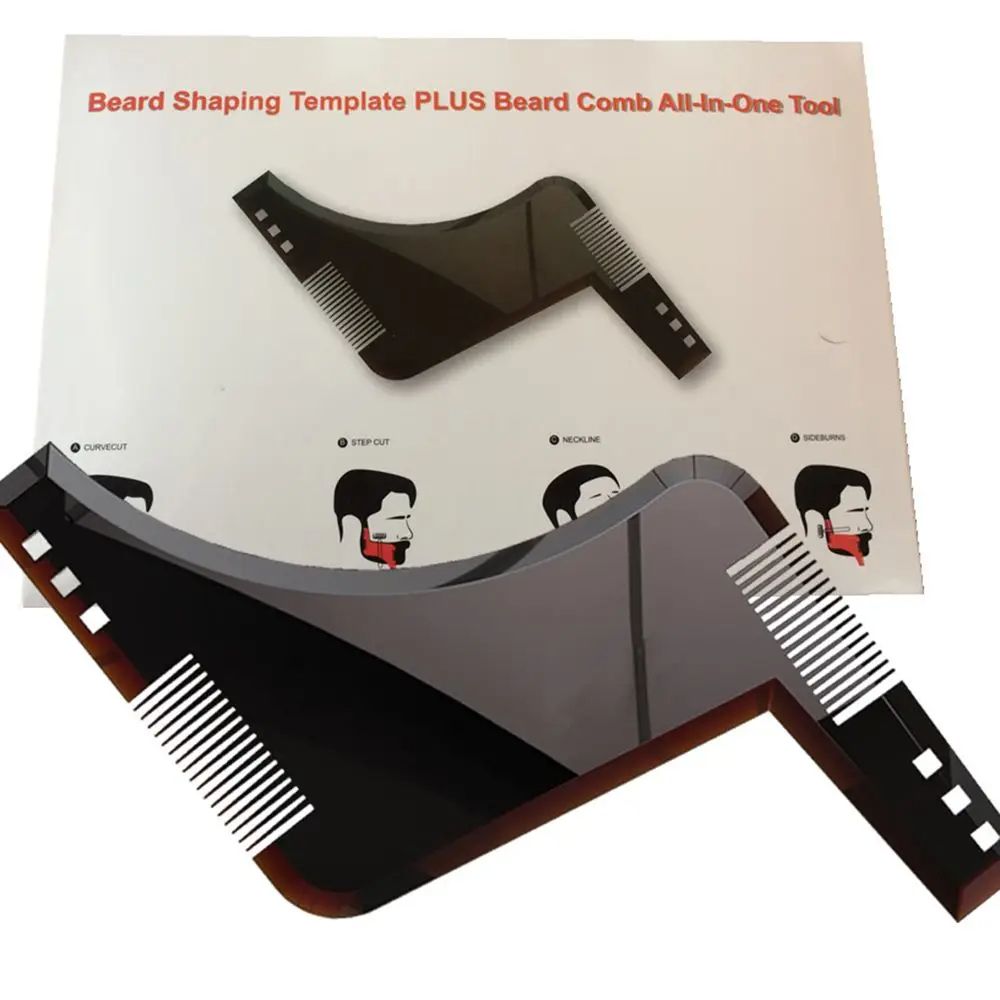 1PCS Beard Shaping Styling Template PLUS Beard Comb All-In-One Tool ABS Comb for Hair Beard Trim Template High Quality