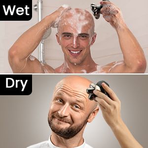 Men's Electric Bald Razor 5-in-1 Bald Men's Head Shaver IPX7 Waterproof with 7 Rotating Shaver Heads Nose Hair Sideburn Trimmer Type C Rechargeable Grooming Set