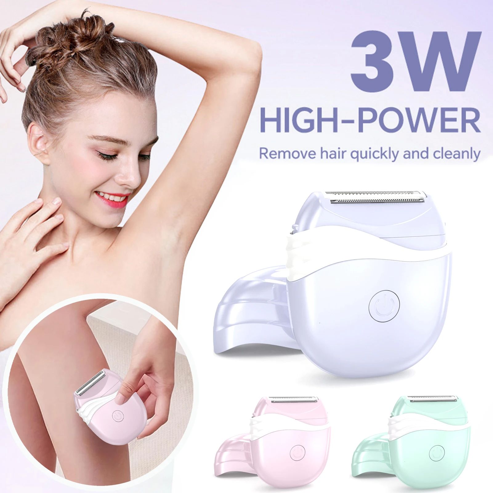 3 in 1 Electric Epilator for Women Shaver Hair Cutting Machine Portable Bikini Trimmer Wet Remover for Face Legs Underarm