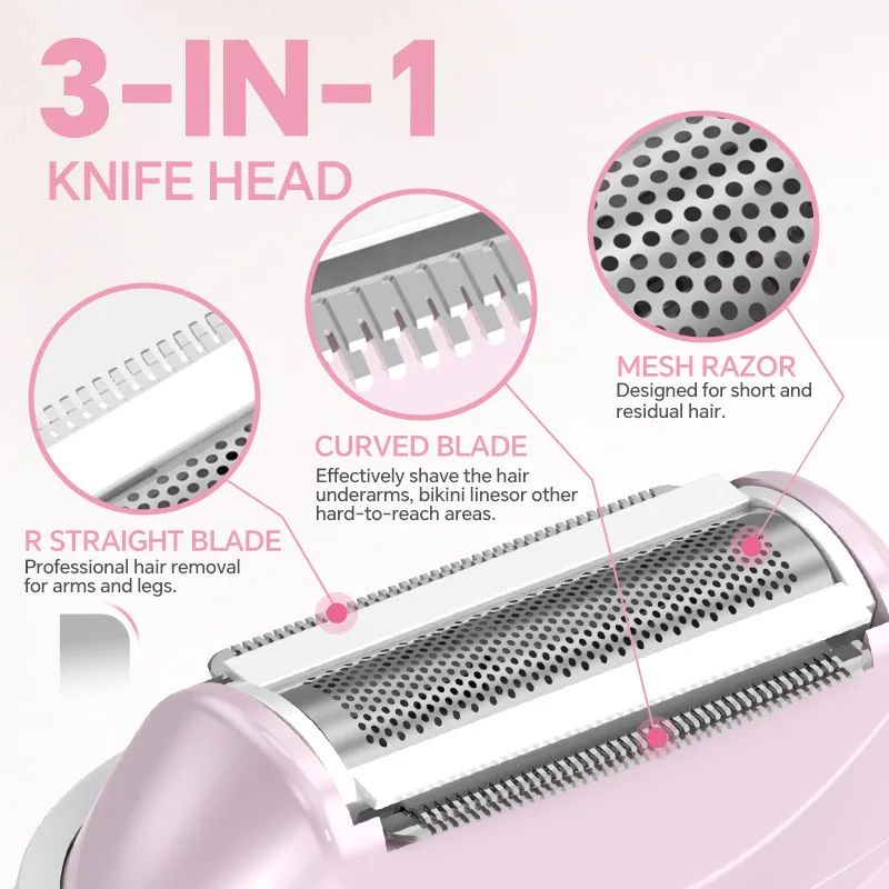3 in 1 Electric Epilator for Women Shaver Hair Cutting Machine Portable Bikini Trimmer Wet Remover for Face Legs Underarm