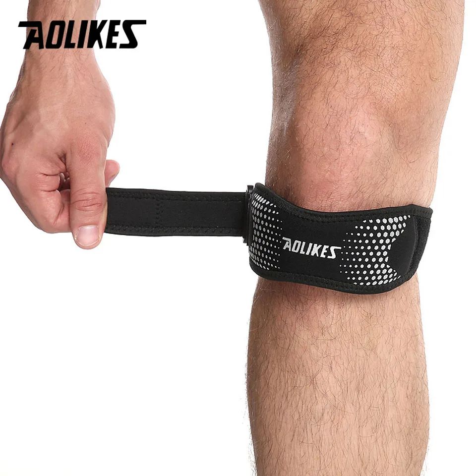 1PCS Adjustable Knee Pad Knee Pain Relief Patella Stabilizer Brace Support for Hiking Soccer Basketball Running Sport Exercise Bands
