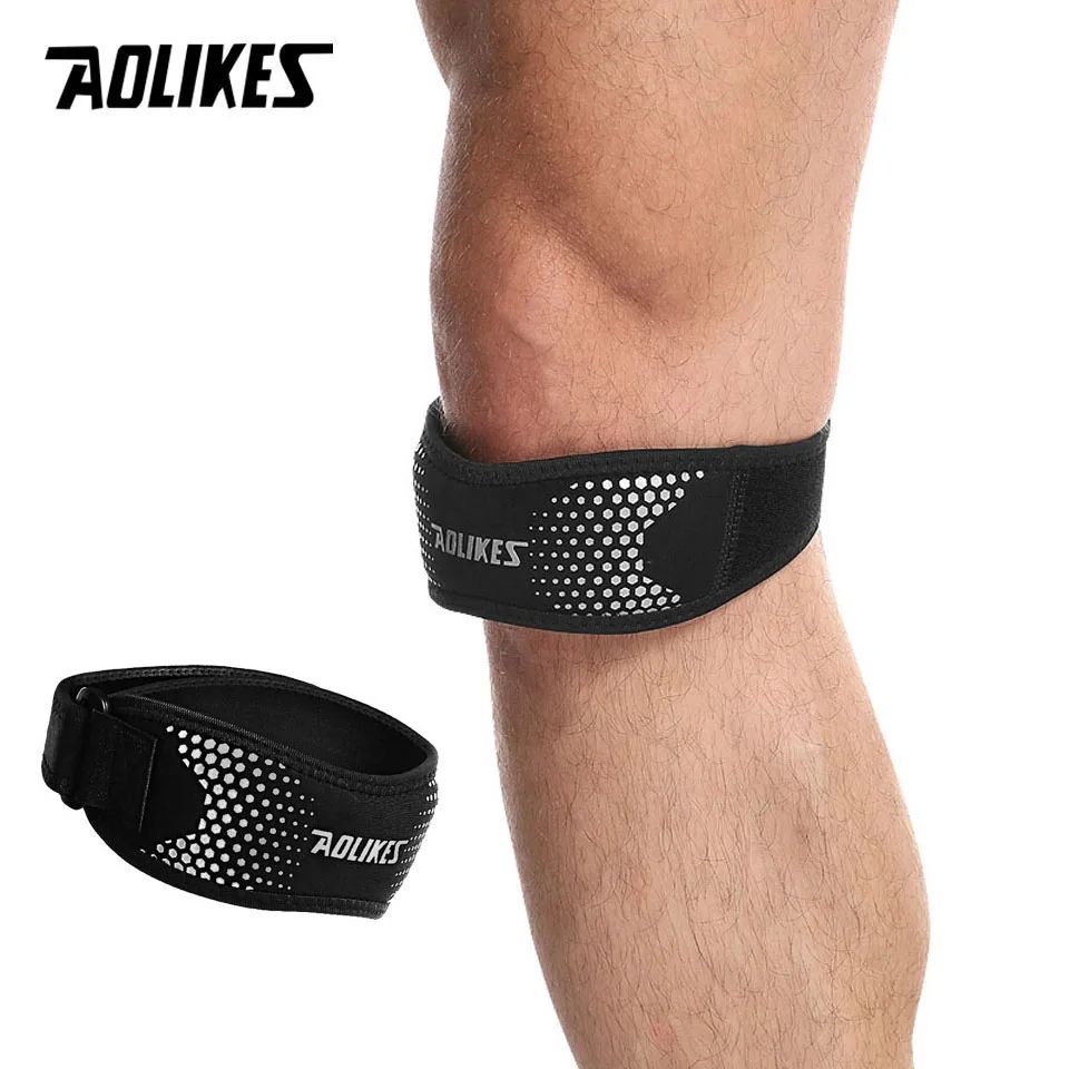 1PCS Adjustable Knee Pad Knee Pain Relief Patella Stabilizer Brace Support for Hiking Soccer Basketball Running Sport Exercise Bands
