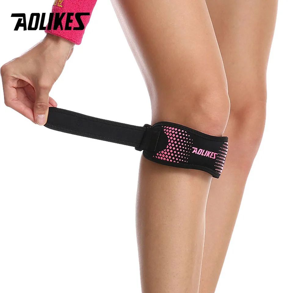 1PCS Adjustable Knee Pad Knee Pain Relief Patella Stabilizer Brace Support for Hiking Soccer Basketball Running Sport Exercise Bands