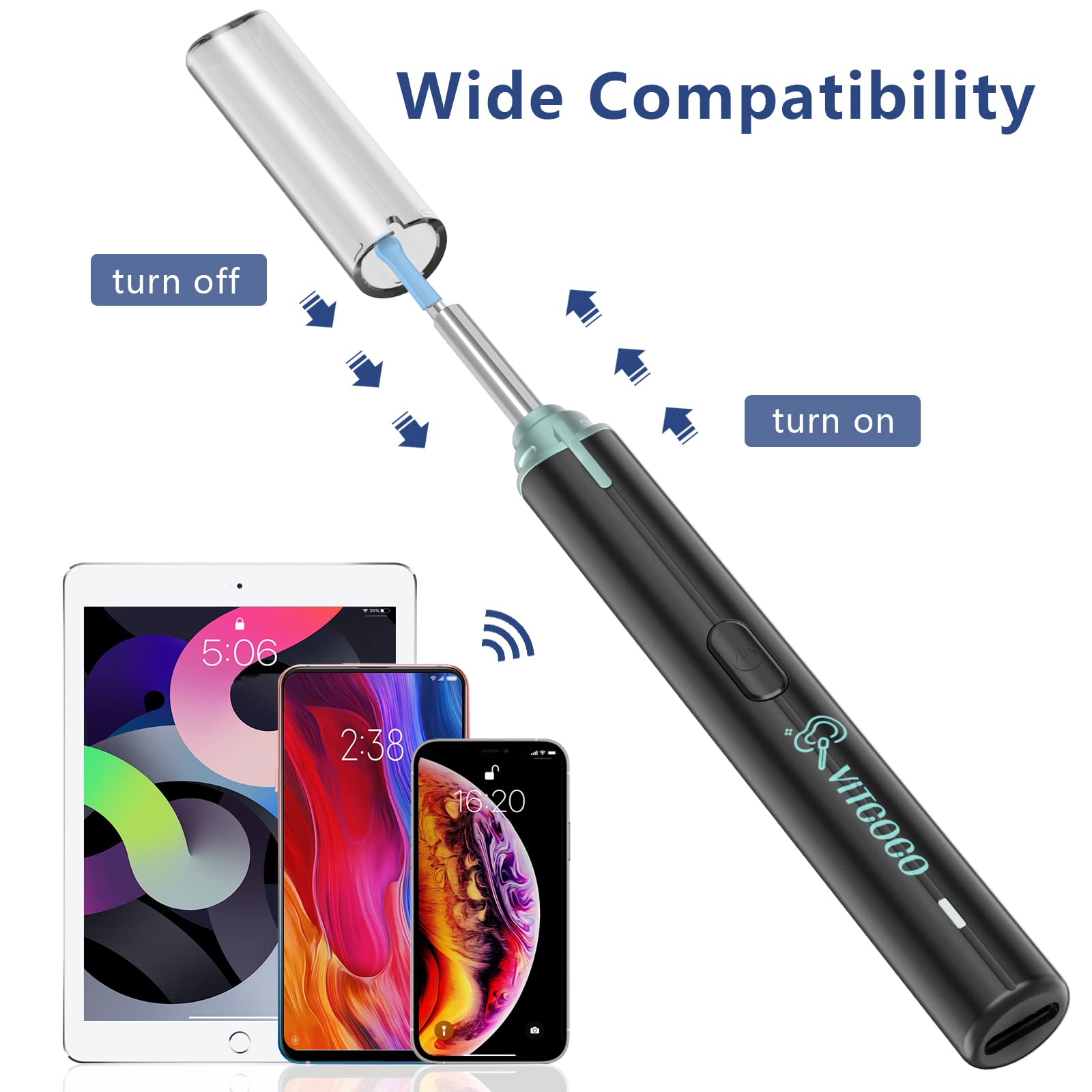 Ear Wax Removal Kit Ear Camera 1920P FHD Wireless Ear Cleaner Ear Wax Remover with 8 PCS Ear Spoon 3.9mm Waterproof Ear Otoscope Endoscope for iPhone, Ipad & Android Smart Phones