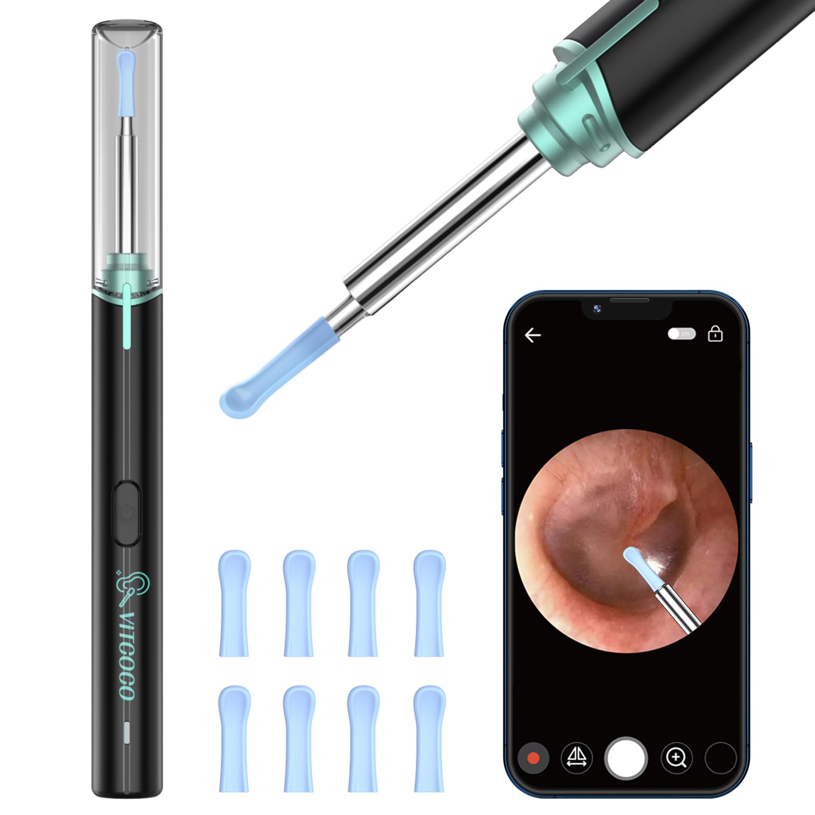 Ear Wax Removal Kit Ear Camera 1920P FHD Wireless Ear Cleaner Ear Wax Remover with 8 PCS Ear Spoon 3.9mm Waterproof Ear Otoscope Endoscope for iPhone, Ipad & Android Smart Phones
