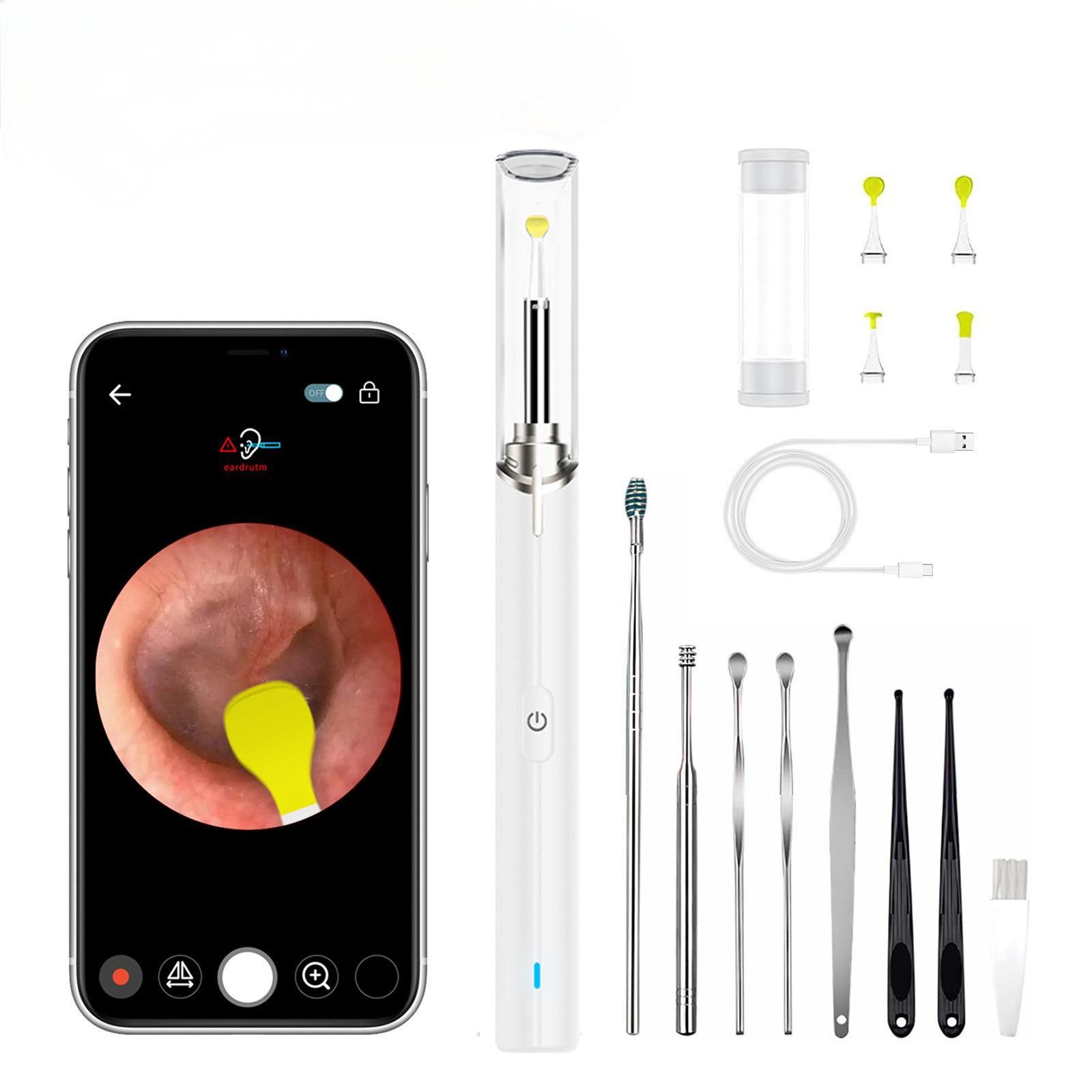 Ear Wax Removal Kit Ear Camera 1920P FHD Wireless Ear Cleaner Ear Wax Remover with 8 PCS Ear Spoon 3.9mm Waterproof Ear Otoscope Endoscope for iPhone, Ipad & Android Smart Phones