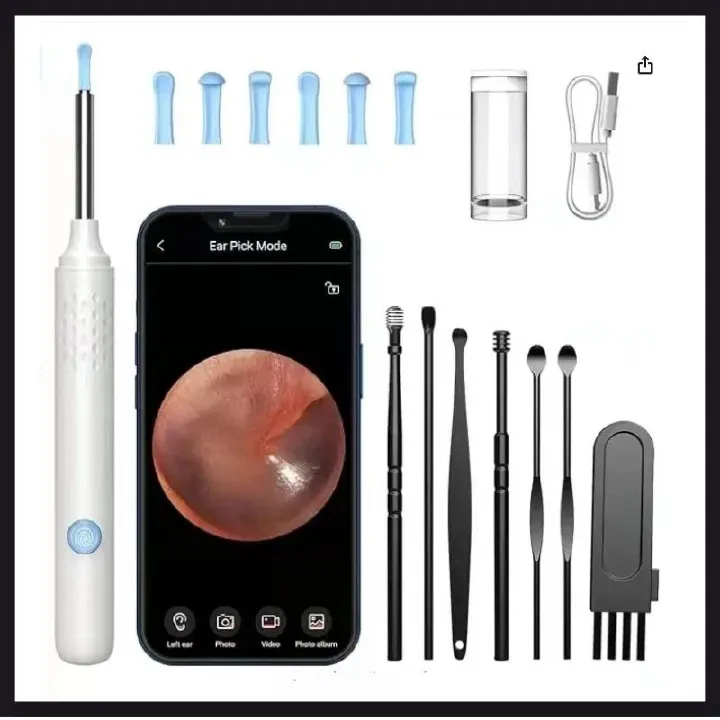 Ear Wax Removal Kit 1080P HD Ear Wax Removal Tool Ear Cleaner Otoscope with 6 LED Lights, Visual Ear Cleaner for iOS & Android
