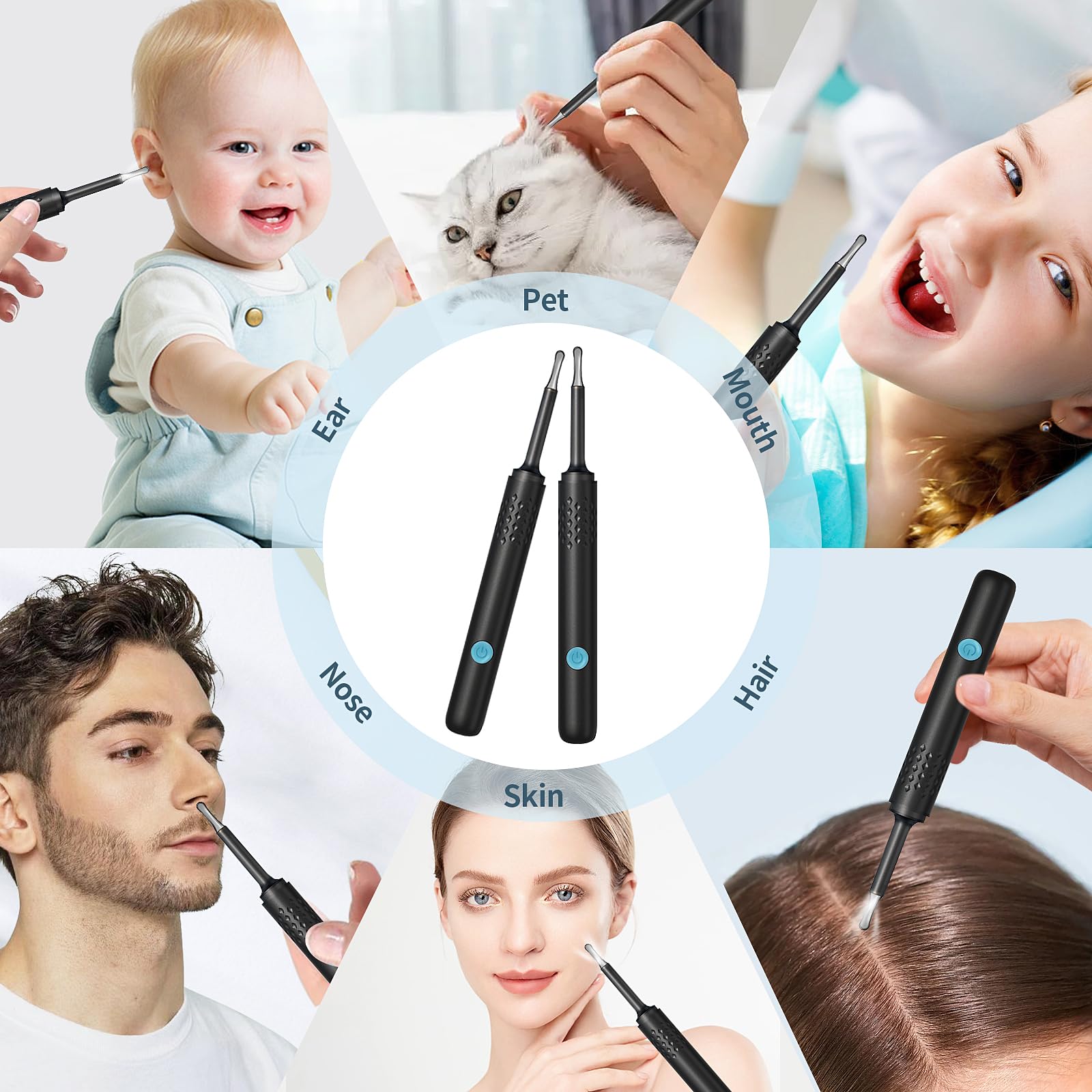 Ear Wax Removal Kit 1080P HD Ear Wax Removal Tool Ear Cleaner Otoscope with 6 LED Lights, Visual Ear Cleaner for iOS & Android