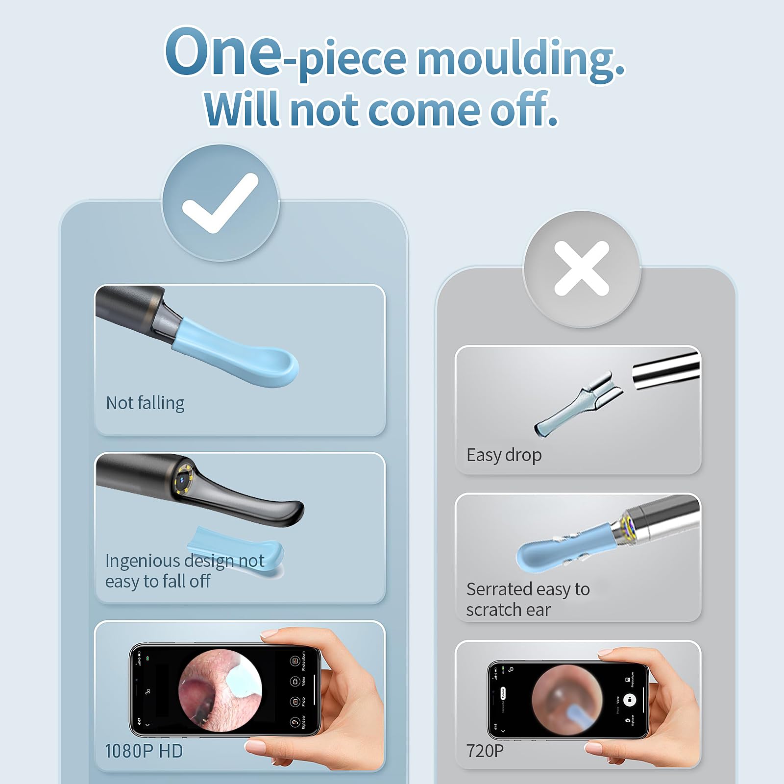 Ear Wax Removal Kit 1080P HD Ear Wax Removal Tool Ear Cleaner Otoscope with 6 LED Lights, Visual Ear Cleaner for iOS & Android