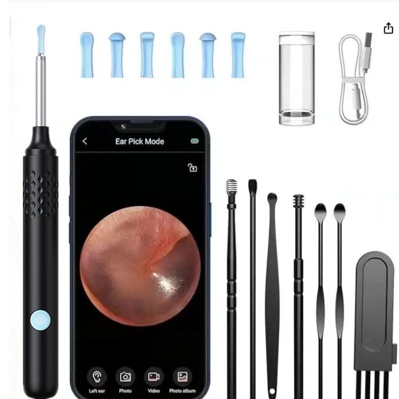 Ear Wax Removal Kit 1080P HD Ear Wax Removal Tool Ear Cleaner Otoscope with 6 LED Lights, Visual Ear Cleaner for iOS & Android