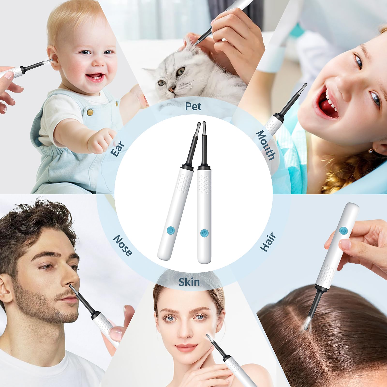 Ear Wax Removal Kit 1080P HD Ear Wax Removal Tool Ear Cleaner Otoscope with 6 LED Lights, Visual Ear Cleaner for iOS & Android