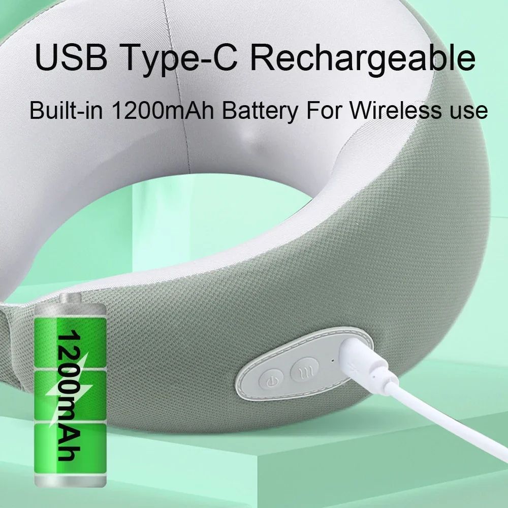 Electric Travel Pillow Neck Massager 38° Heating U-shaped Massage Pillow Relax Cervical Vertebra Pain Relief Health Care