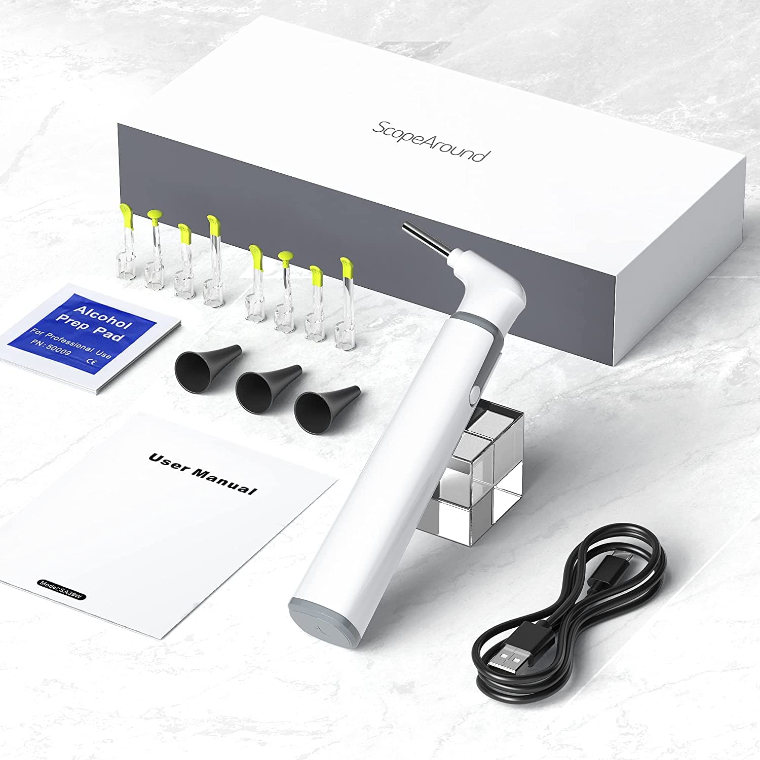Wireless Otoscope Ear Camera Ear Wax Removal Kit Camera with 6 LED Lights 3.9mm Visual Ear Scope for Kids, Adults & Pets, Compatible with Android/iPhone/iPad