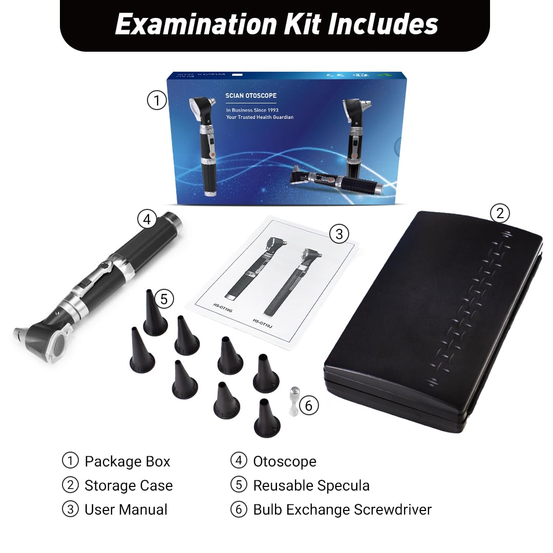 Otoscope Ear Infection Detector Otoscopes and Pocket Ear Scope with Light includes Hard Plastic Case Suitable for Adults, Doctors Multifunction medical otoscope