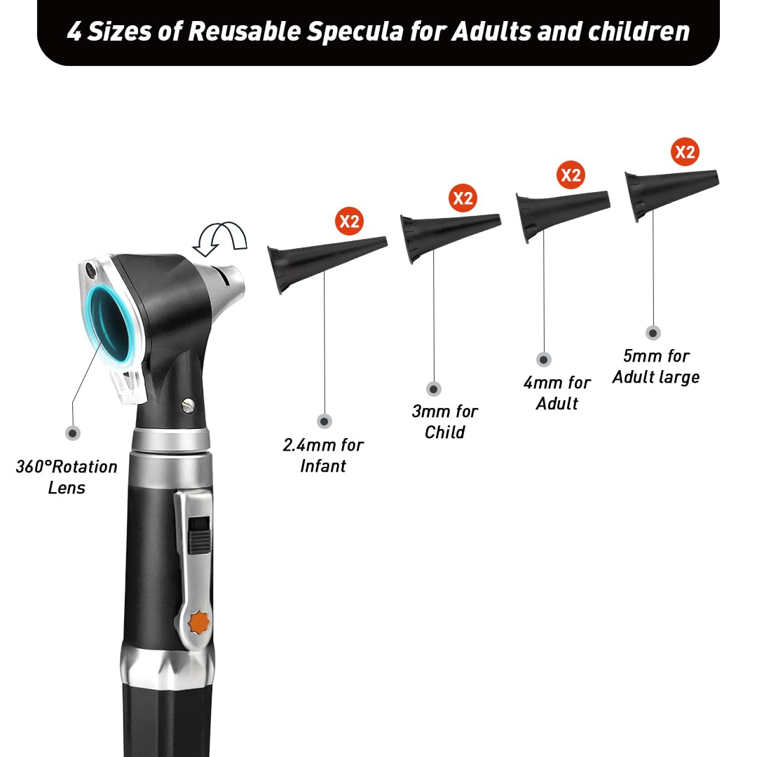 Otoscope Ear Infection Detector Otoscopes and Pocket Ear Scope with Light includes Hard Plastic Case Suitable for Adults, Doctors Multifunction medical otoscope