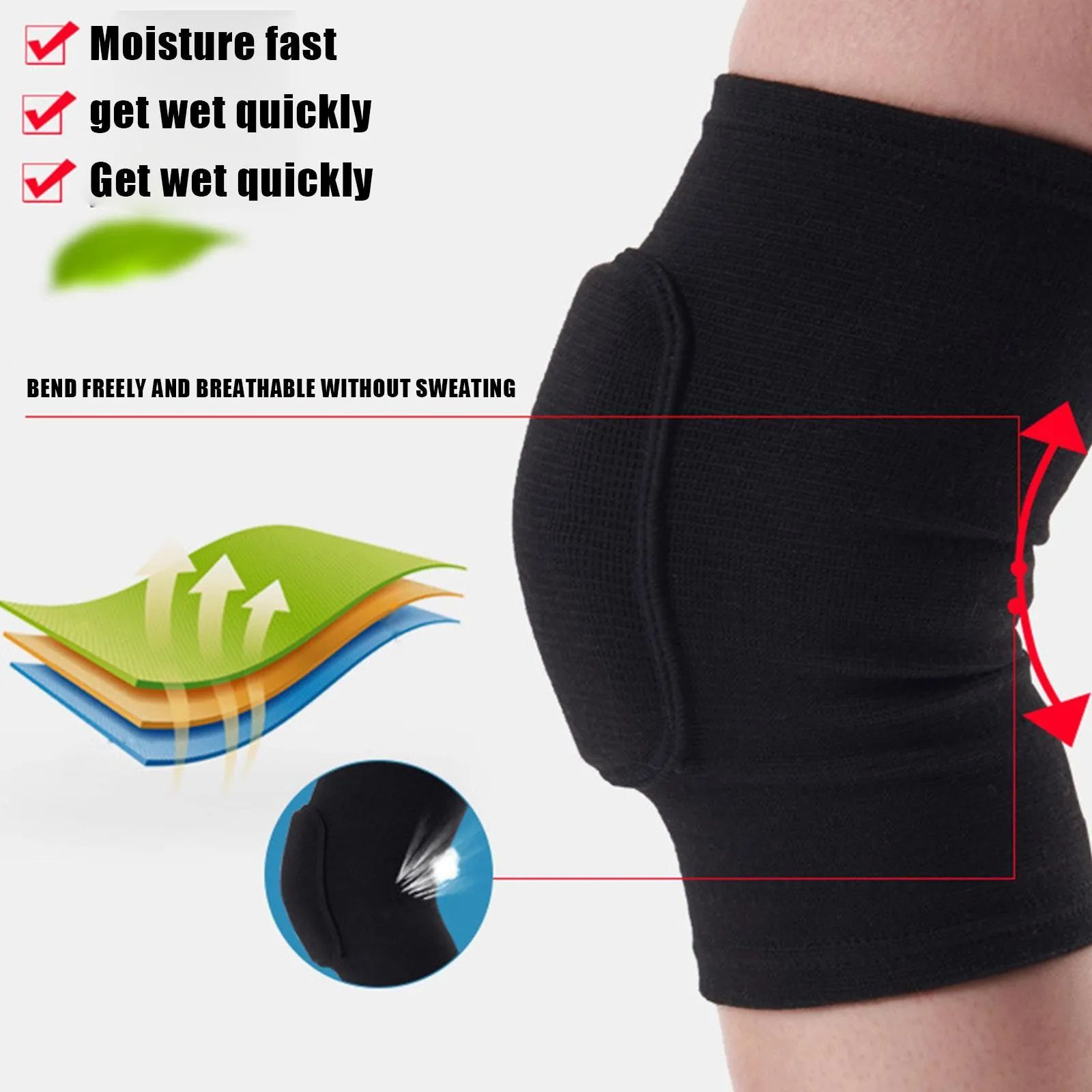 1Pair Sports Knee Pads Compression Brace Volleyball Basketball Knee Pad for Gym Training Knee Support Protector Soccer Shin Guards