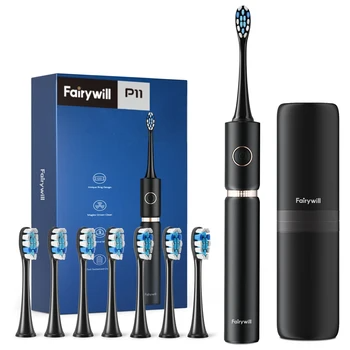 P11 Sonic Whitening Electric Toothbrush Rechargeable USB Charger Ultra Powerful Waterproof 4 Heads and 1 Travel Case Powered Toothbrushes & Accessories