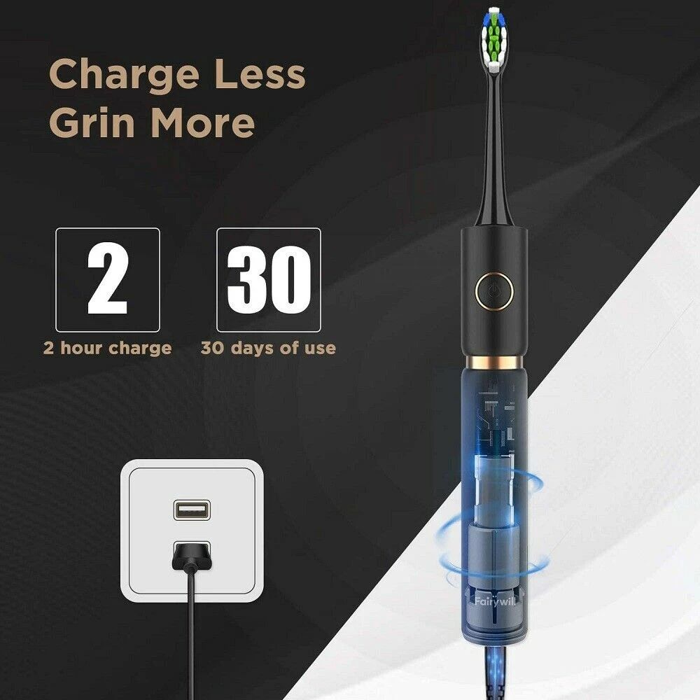 P11 Sonic Whitening Electric Toothbrush Rechargeable USB Charger Ultra Powerful Waterproof 4 Heads and 1 Travel Case Powered Toothbrushes & Accessories
