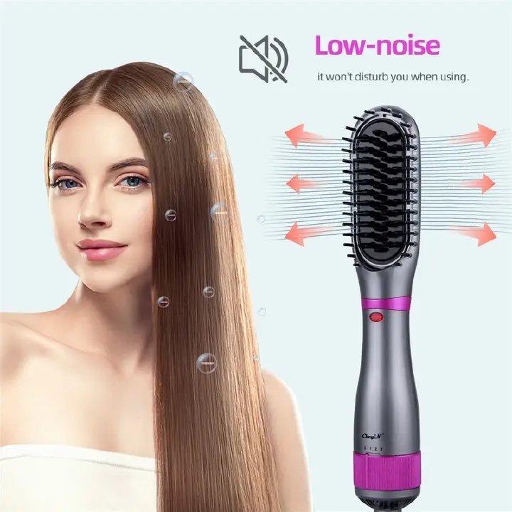 Hair Dryer Brush 350W Hair Brush Low Noise 180 ℃ 3 Speed ​​Anti Scald Design Negative Ion Hair Styling Tools Multifunctional Electric Hot Air Blow Combs Tourmaline Ceramic Hair Dry Brush