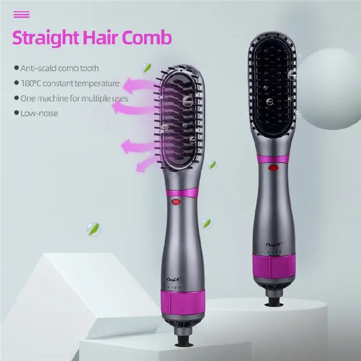 Hair Dryer Brush 350W Hair Brush Low Noise 180 ℃ 3 Speed ​​Anti Scald Design Negative Ion Hair Styling Tools Multifunctional Electric Hot Air Blow Combs Tourmaline Ceramic Hair Dry Brush