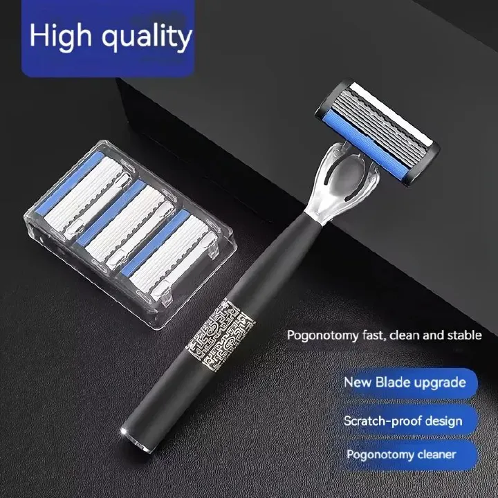 7-Layer Shaver Blade Manual Razor with Replaceable Blades No Skin Damage Blades Shaver Resistant Water Wash Shaver
