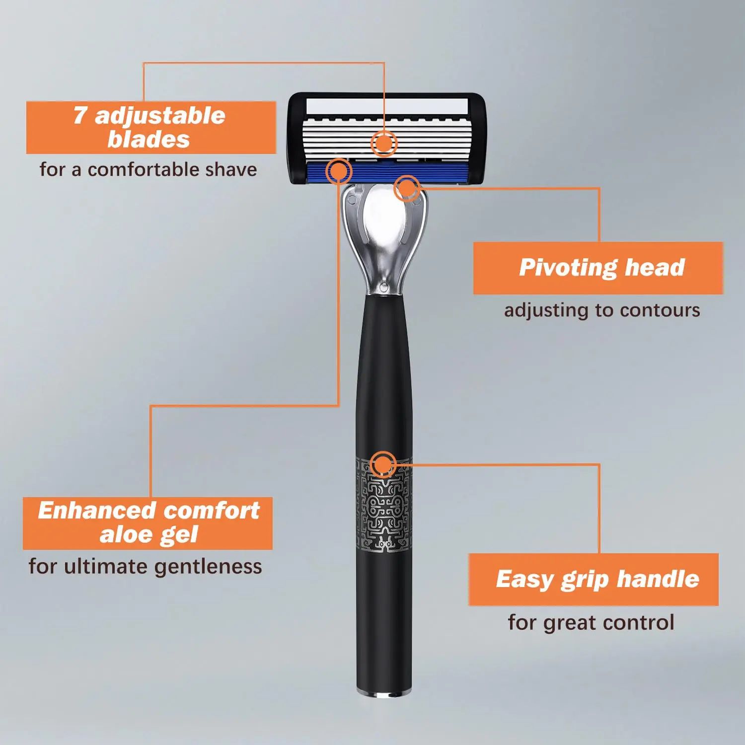 Men Shaver Razor Barber Tools Facial Hair Razor 7 Layers Blades High Quality Antique Shaving Knife Shaver With Replacement Head