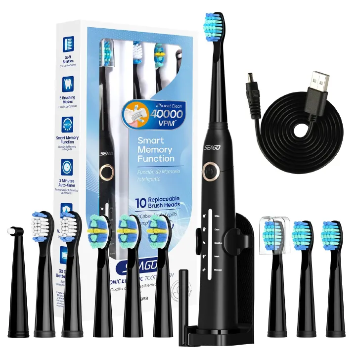 Sonic Electric Toothbrush Tooth brush USB Rechargeable Adult Ultrasonic Teeth Cleaning 10 Replacement Toothbrush Heads