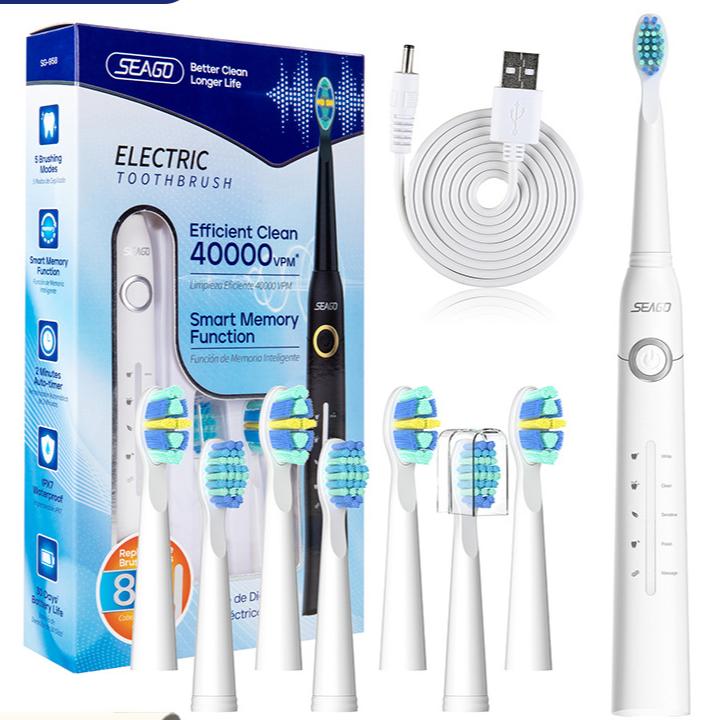 Sonic Electric Toothbrush Tooth brush USB Rechargeable Adult Ultrasonic Teeth Cleaning 10 Replacement Toothbrush Heads