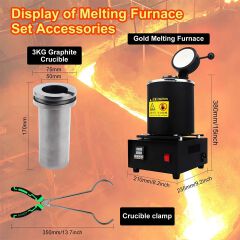 1/2/3KG 1400W 2000F Digital Electric Melting Furnace with Graphite Crucible for Melt Scrap,Silver,Gold,Copper, Aluminum 220V Jewelry Tools Equipments Jewelry Smelting Tools