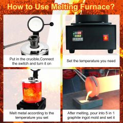 1/2/3KG 1400W 2000F Digital Electric Melting Furnace with Graphite Crucible for Melt Scrap,Silver,Gold,Copper, Aluminum 220V Jewelry Tools Equipments Jewelry Smelting Tools