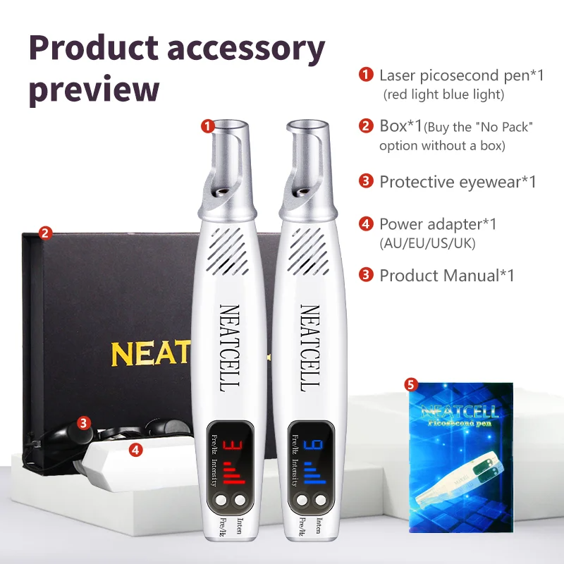 Professional Laser Picosecond Red &Blue Light Therapy Remover Dark Spot for Mole Removal Tattoo Skin Pigment Beauty Care Tool