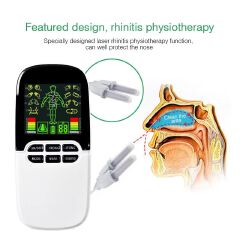TENS EMS 8 Modes Electronic Pulse Body Massager Rhinitis Therapy Myostimulator Dual-Output Massager with 4 Pairs Electrodes Pads