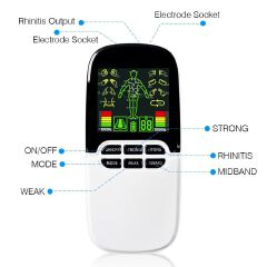 TENS EMS 8 Modes Electronic Pulse Body Massager Rhinitis Therapy Myostimulator Dual-Output Massager with 4 Pairs Electrodes Pads