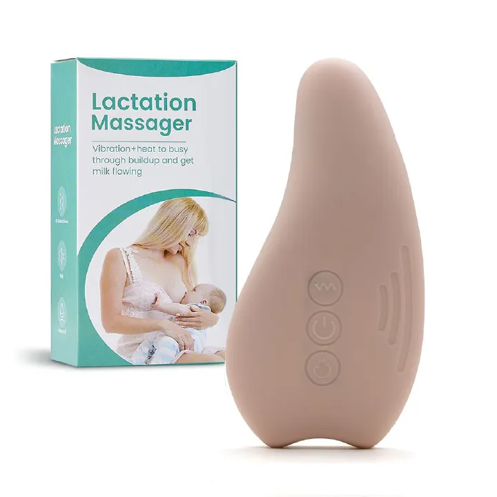 Warming Lactation Massager Soft Silicone Breast Massager for Breastfeeding Heat + Vibration for Clogged Ducts Improved
