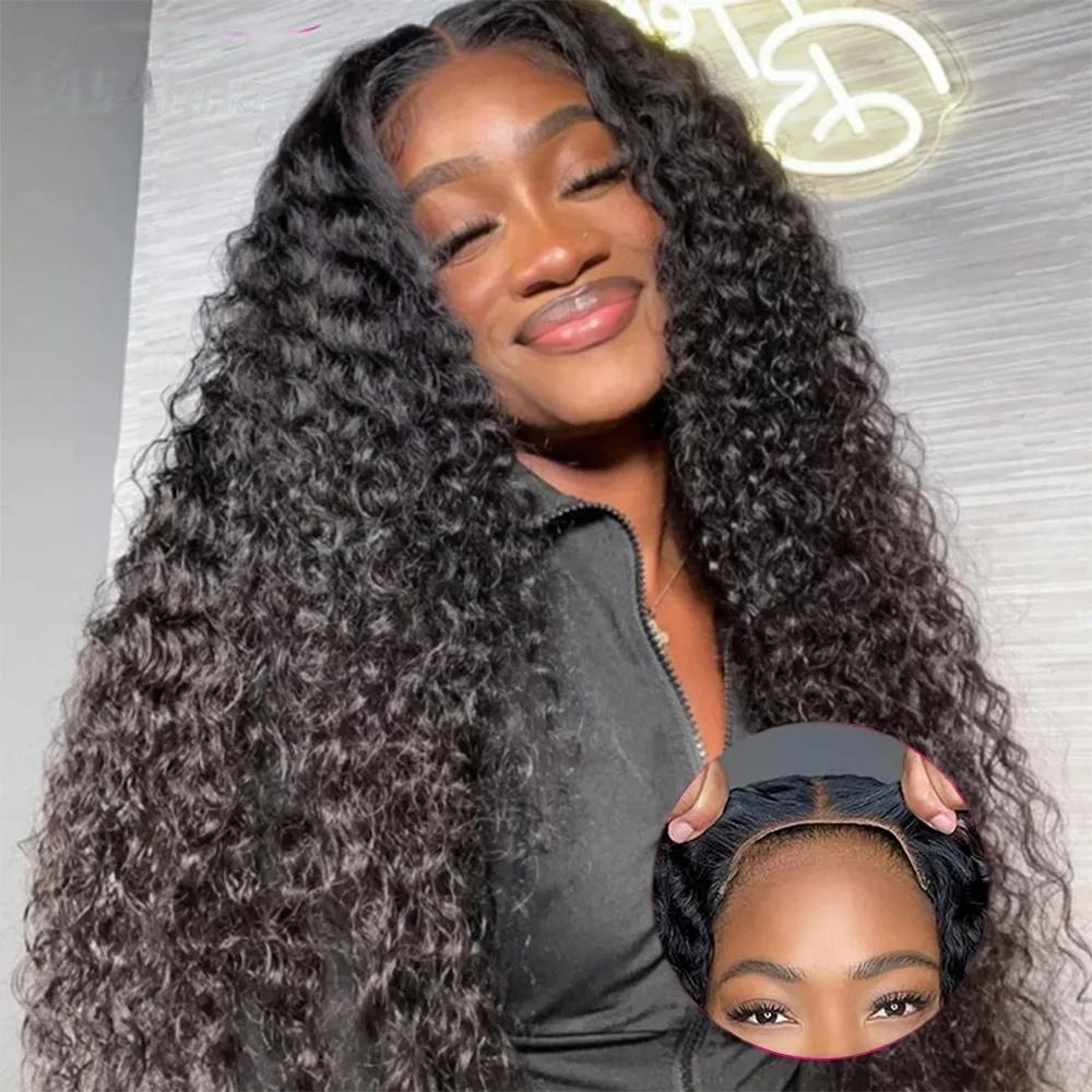6x4 Curly Wave Glueless Wigs Human Hair Ready to Wear And Go Human Hair Wigs for Women Pre cut 6x4 Water Wave Glueless Wigs
