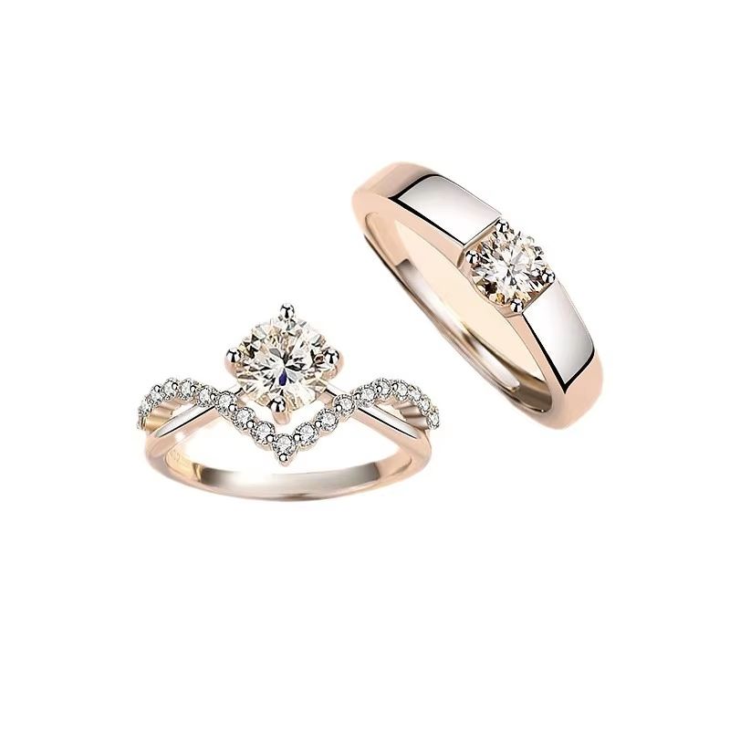 Fashion Luxury Zircon Couple Rings For Women Men Opening Adjustable Wedding Anniversary Engagement Delicate Jewelry Gifts