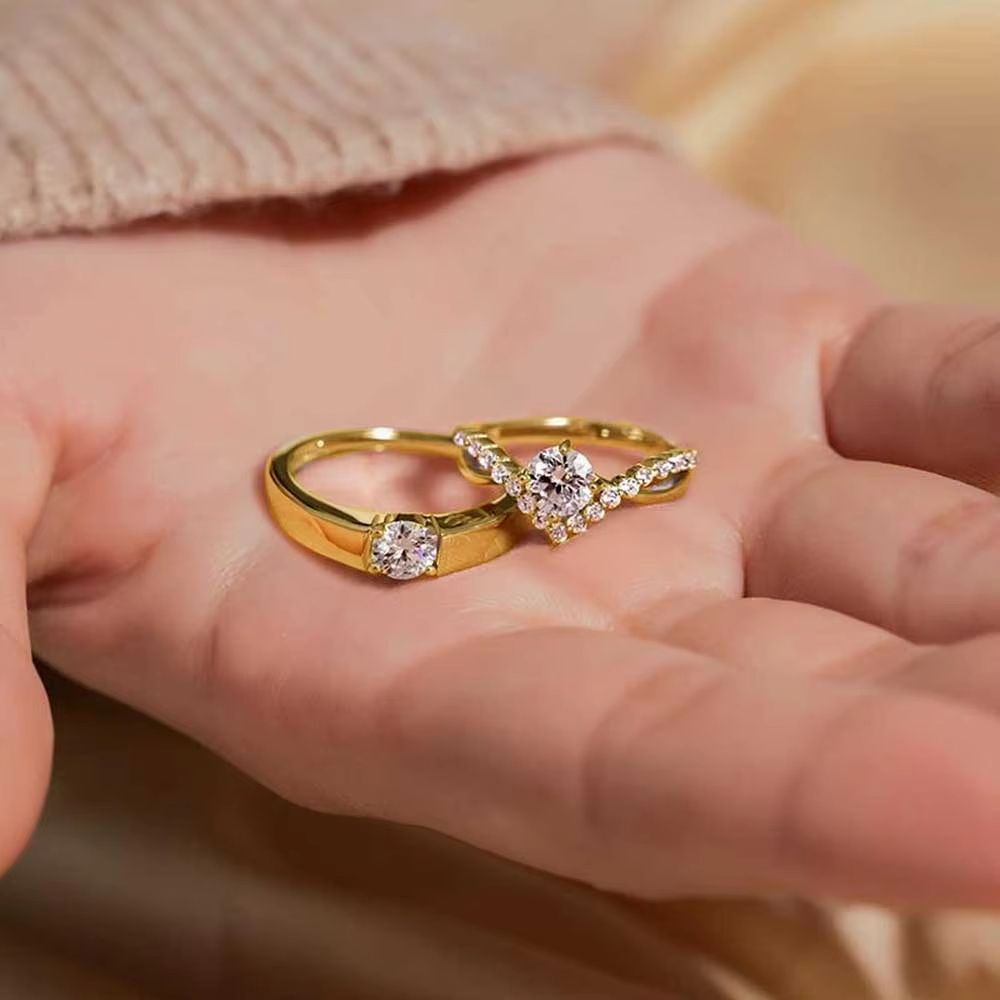 Fashion Luxury Zircon Couple Rings For Women Men Opening Adjustable Wedding Anniversary Engagement Delicate Jewelry Gifts
