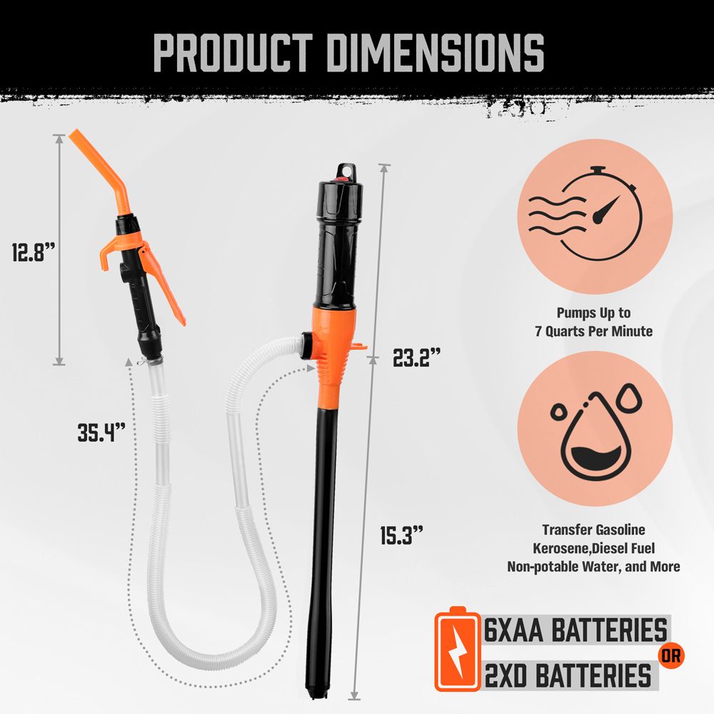 Portable Power Battery Fuel Pump, Battery Transfer Pumps Up To 2.5 Gallons,Water & Fuel Transfer Pump