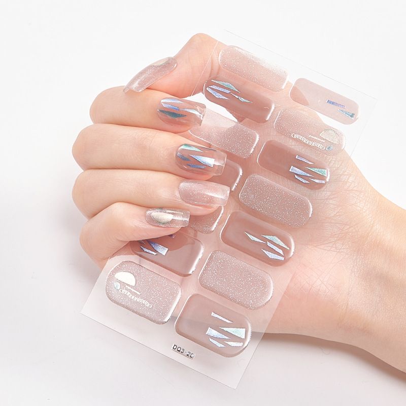 2pcs Semi Cured Gel Nails Art Stickers Fashion Solid Color Manicure Decal UV LED Lamp Need Gel Nail Decals Nail Sticker Decoration