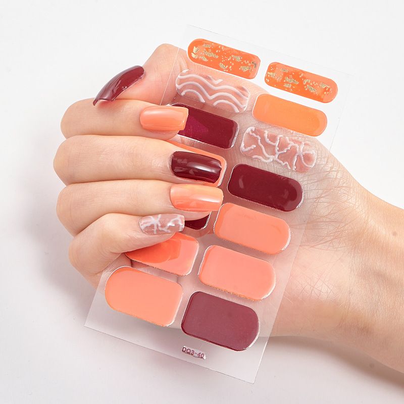 2pcs Semi Cured Gel Nails Art Stickers Fashion Solid Color Manicure Decal UV LED Lamp Need Gel Nail Decals Nail Sticker Decoration