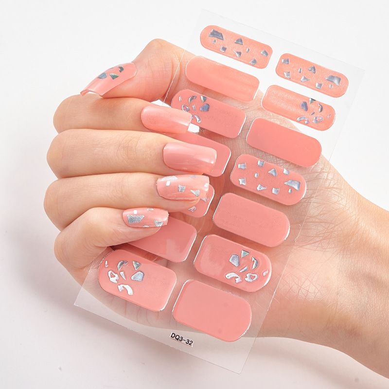 2pcs Semi Cured Gel Nails Art Stickers Fashion Solid Color Manicure Decal UV LED Lamp Need Gel Nail Decals Nail Sticker Decoration
