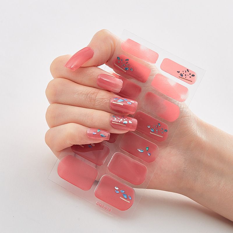 2pcs Semi Cured Gel Nails Art Stickers Fashion Solid Color Manicure Decal UV LED Lamp Need Gel Nail Decals Nail Sticker Decoration